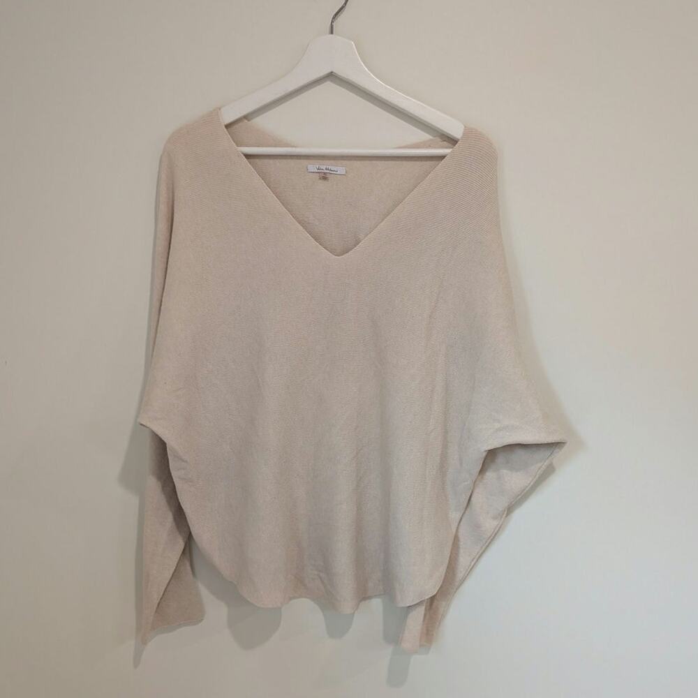 Cozy Cream Ribbed Slouchy Sweater XL Boho Fall Neutral